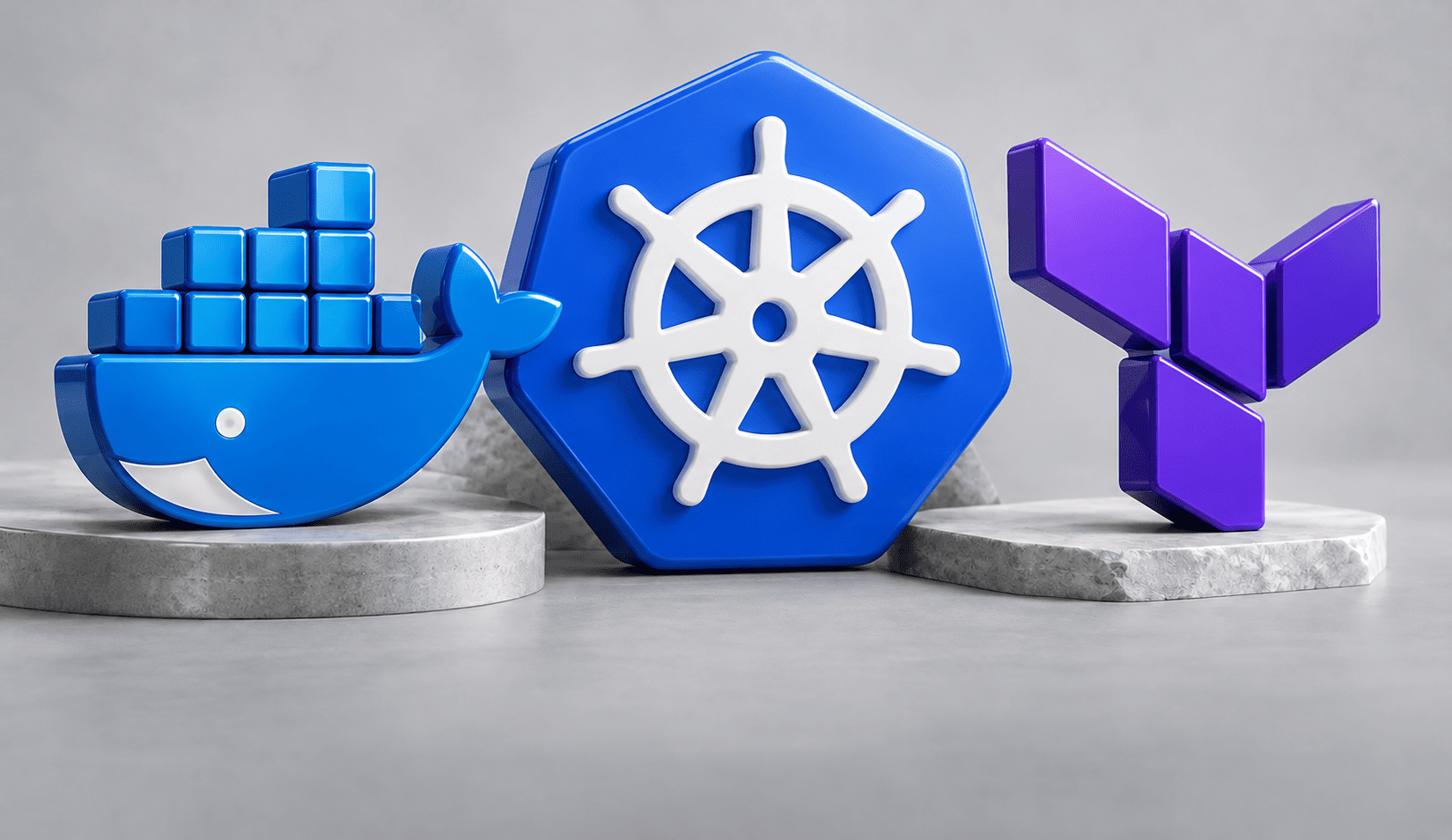 Loghi Docker, Kubernetes e Terraform