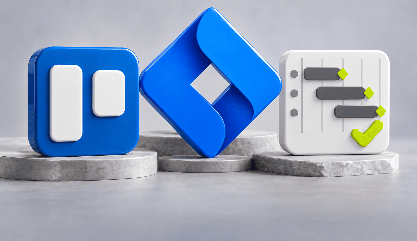 Loghi Trello e Jira con un simbolo di pianificazione del progetto